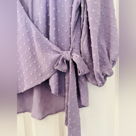 VERONICA M CHIFFON WRAP TOP lavender size medium - Picture 5 of 7